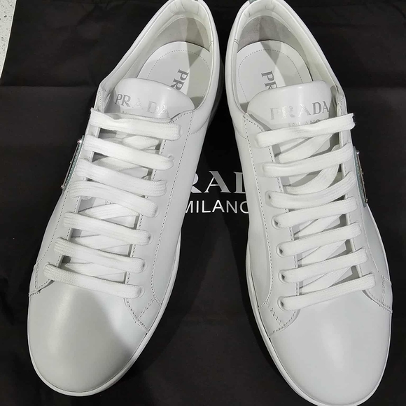 Prada Men's White Leather Sneakers - Picture 1 of 11